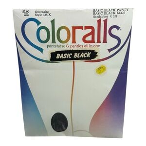 1985 Coloralls Pantyhose Basic Black Panty Basic Black Legs Queensize  325X